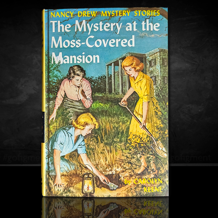 18 Mystery of Moss-Covered Mansion Nancy Drew Book-1941 Blue Endpages image 0