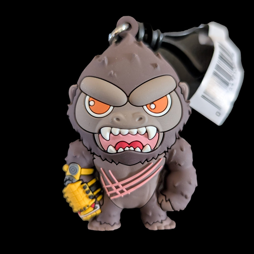 3D foam keychain of King Kong with gauntlet from Godzilla vs Kong, black, made by Monogram, 3 inches tall.