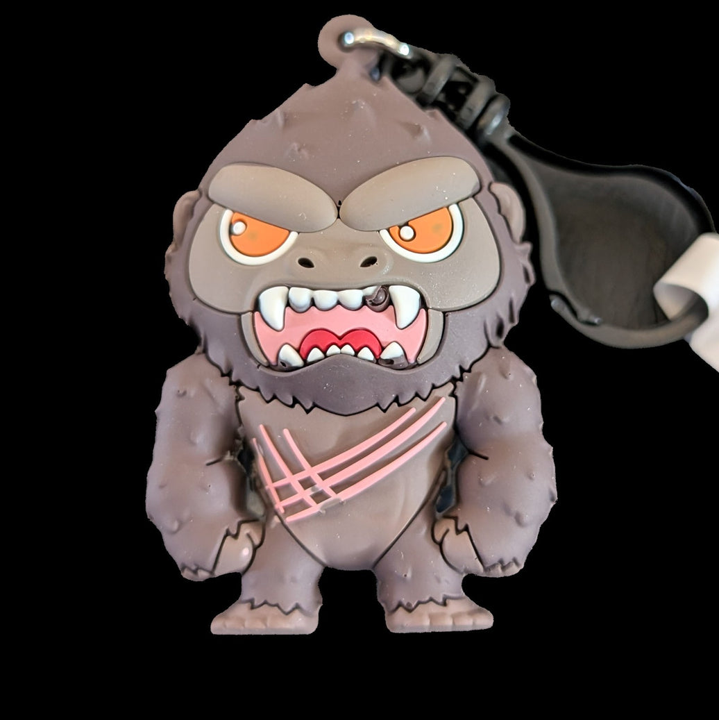 Monogram 3D foam bag clip keychain featuring angry King Kong character from Godzilla vs. Kong limited edition collectible