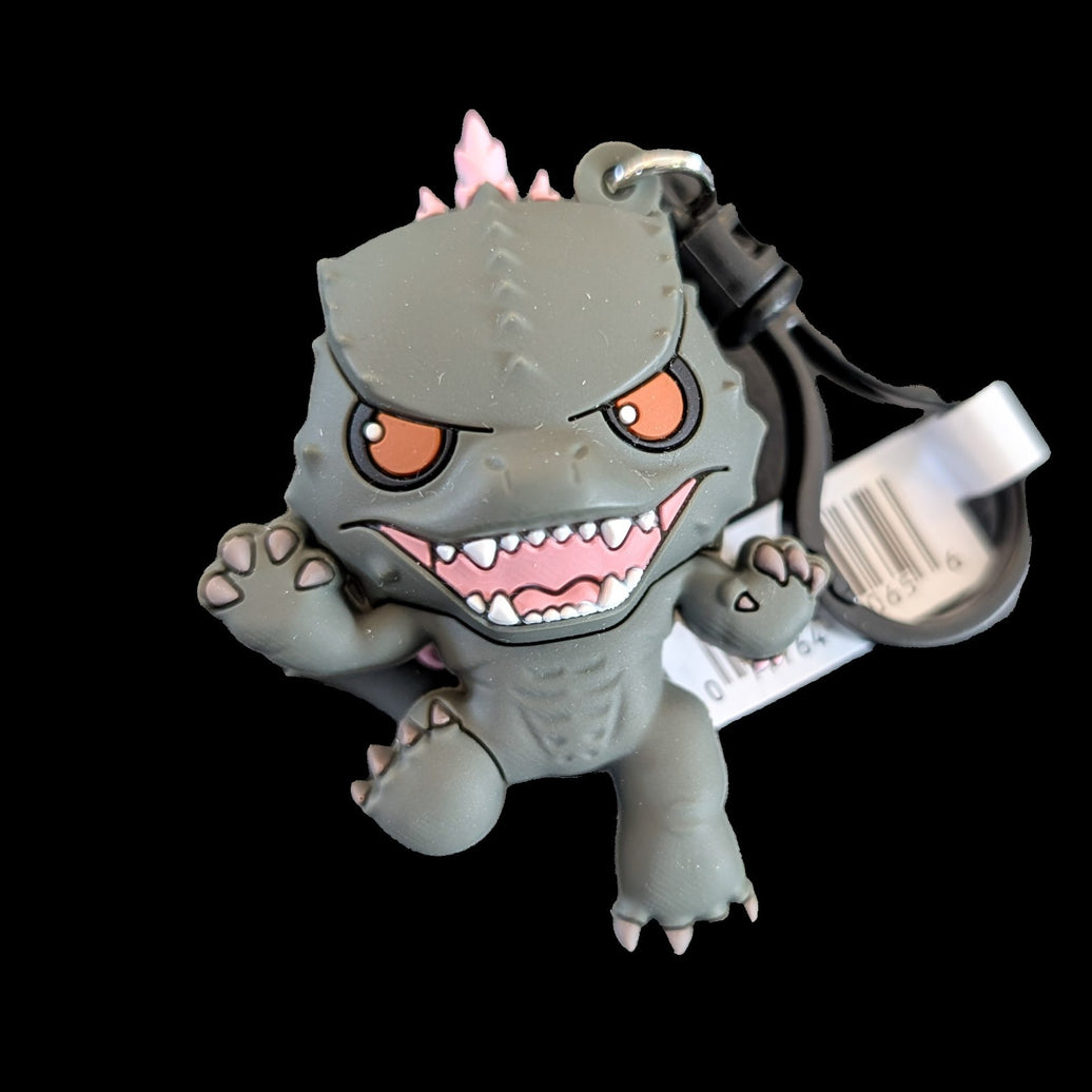 Monogram Godzilla 3D foam bag clip keychain featuring Evolved Godzilla from Godzilla vs Kong movie collectible