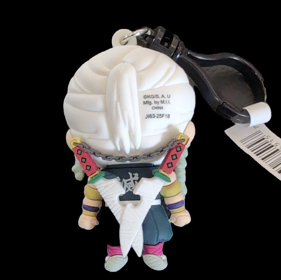 Monogram Tengen Uzui keychain from Demon Slayer with detailed 3D foam PVC figure and bag clip attachment