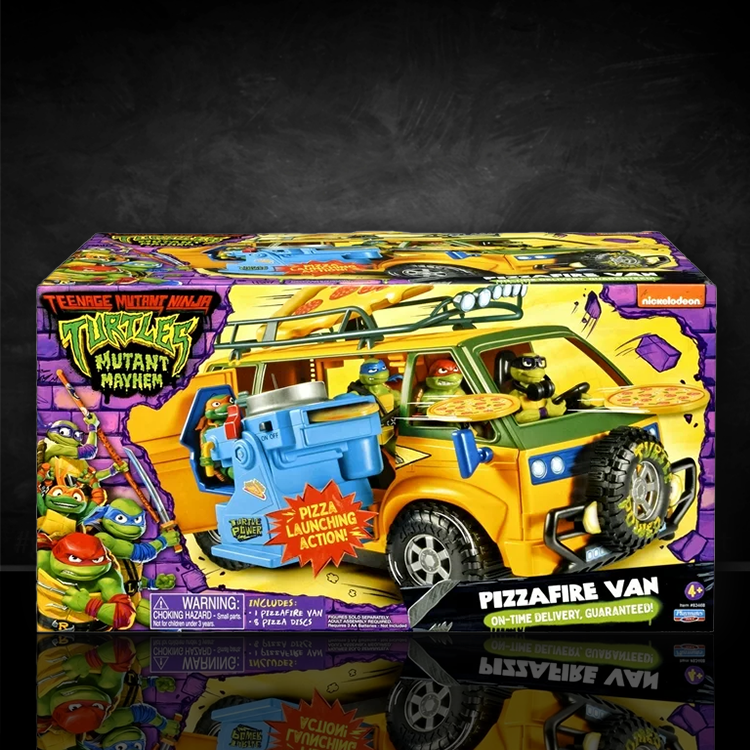 Pizza Fire Delivery Van TMNT Mutant Mayhem Action Vehicle 4.5 inch image 0
