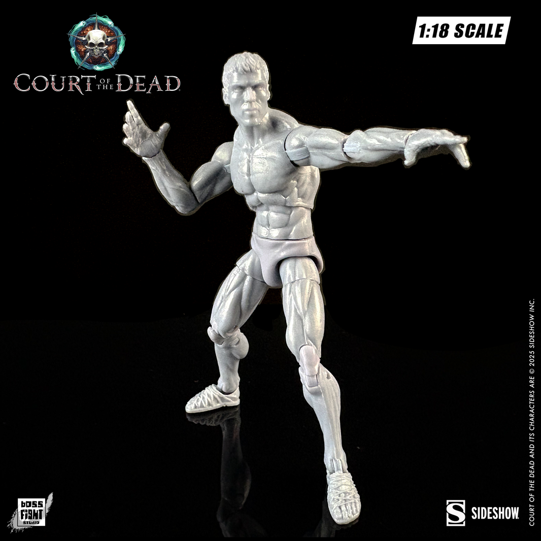 Boss Fight Studio Llc Ethereal Ash male blank action figure posed dynamically on black reflective surface Court of the Dead