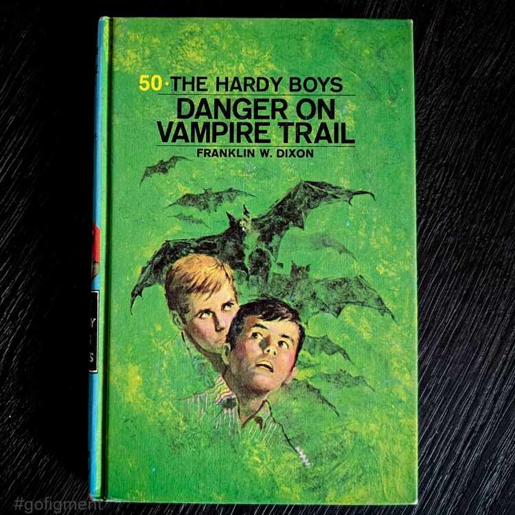 50 Danger on Vampire Trail (1971-YN): Vintage Hardy Boys Book Blue-Back image 0