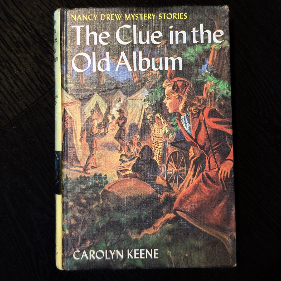 24 The Clue in the Old Album Nancy Drew Mystery Books -1947 Blue Endpages image 0