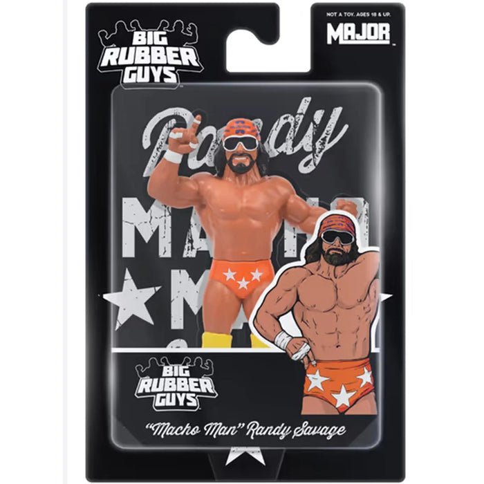 Macho Man Randy Savage Orange Major Big Rubber Guys 1:9 Scale 8-Inch Posed Wrestling Figure by Major in packaging