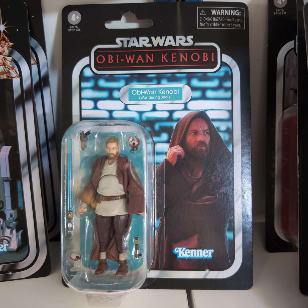 Obi-Wan Kenobi Star Wars Action Figure Wandering Jedi Vintage Collection in Kenner-style packaging by Hasbro