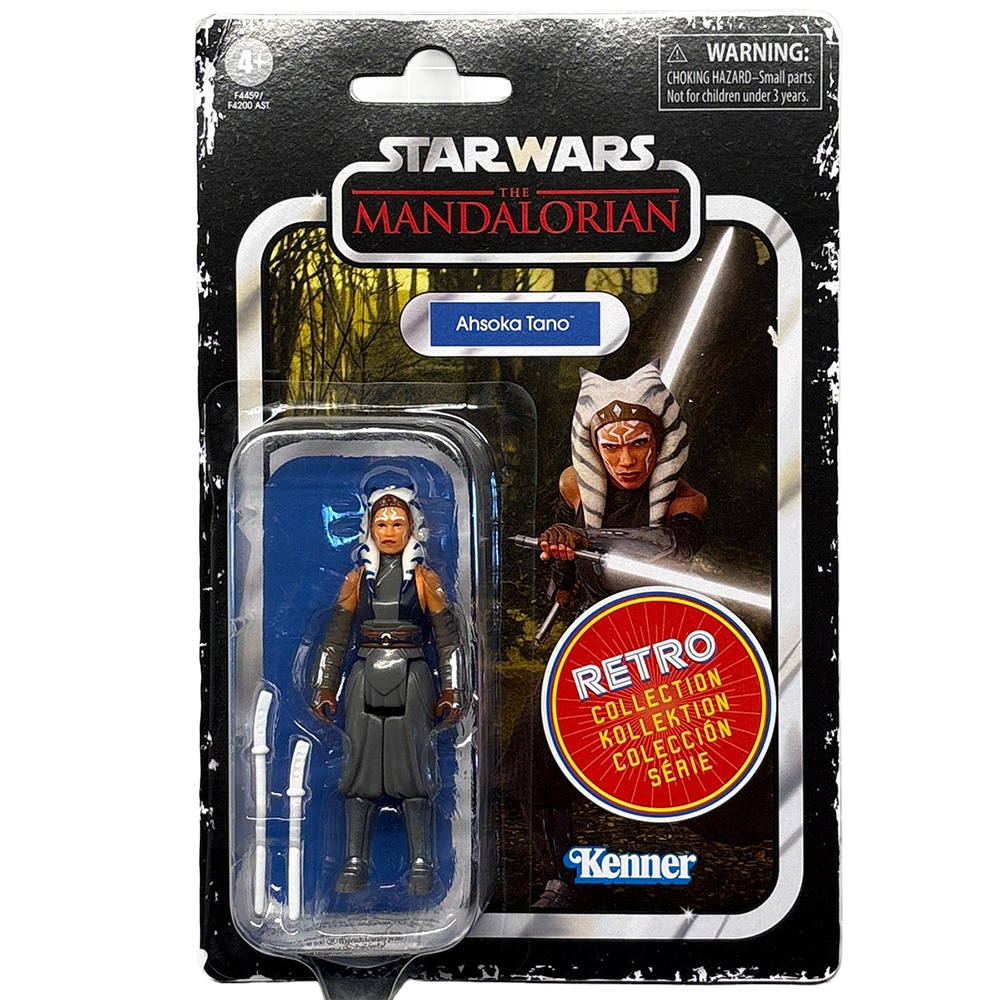 Ahsoka Tano Star Wars Retro Collection Action Figure 1:18 Scale MANDO by Kenner in retro packaging