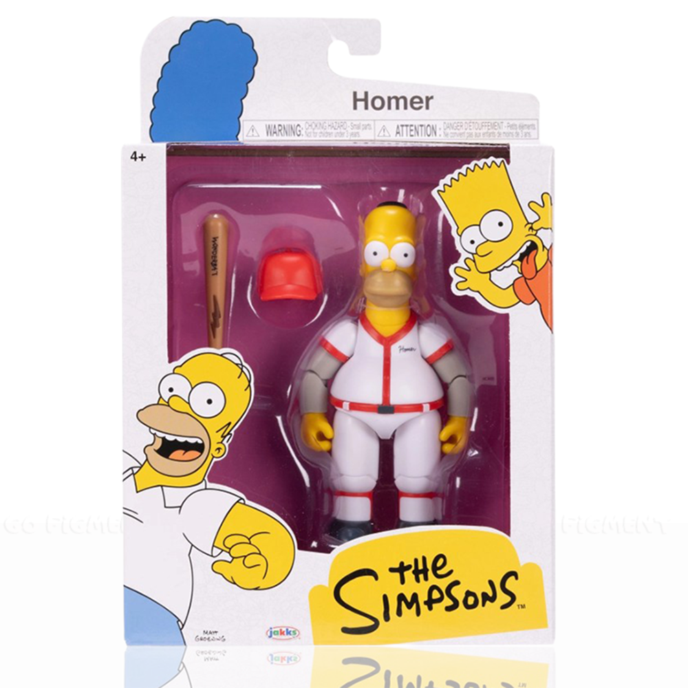 Homer Simpson Baseball Wave 3 Action Figure with Bat & Removable Hat by Jakks Pacific in sealed packaging