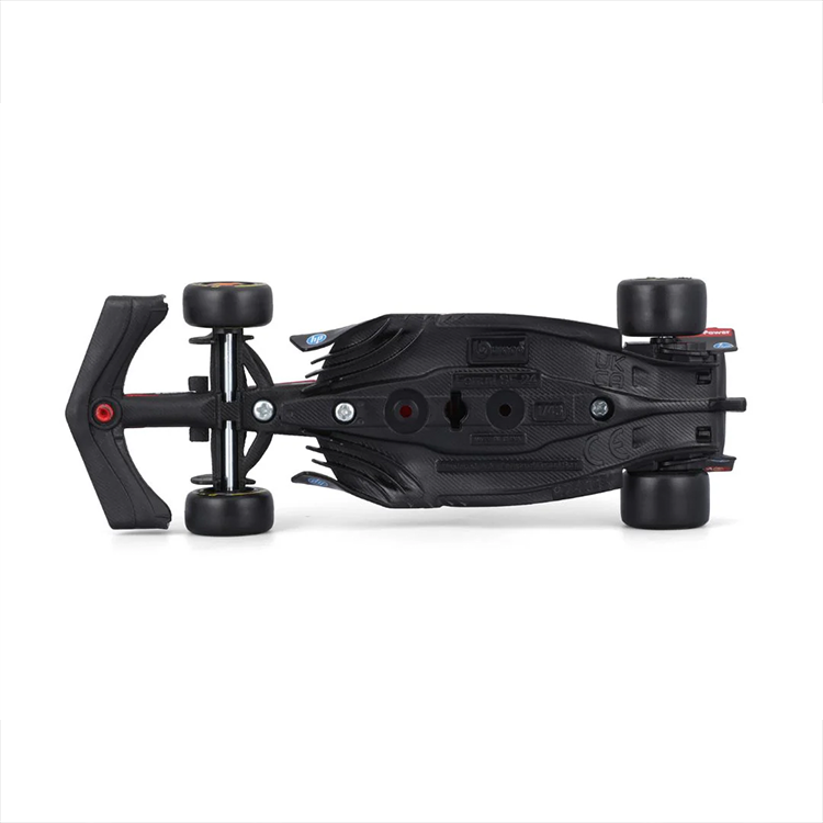 Bburago 1:43 scale model of Ferrari SF-24 #55 Carlos Sainz Formula 1 car shown from underneath view