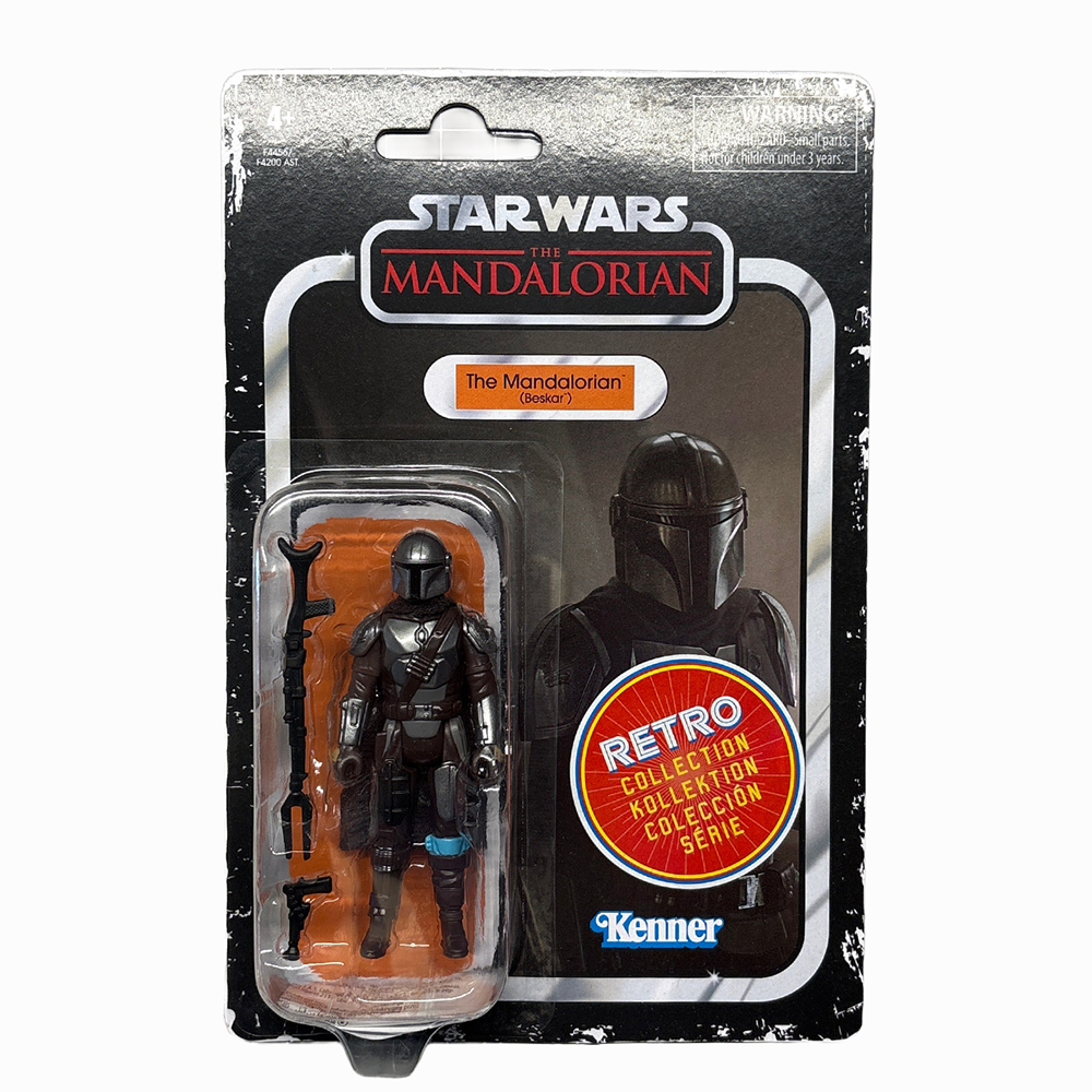 Mandalorian Beskar Star Wars Retro Collection Action Figure in case MANDO by Kenner in package