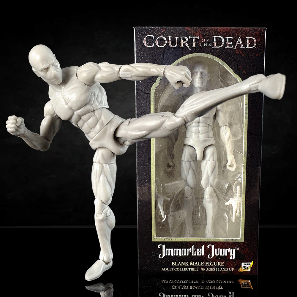 Boss Fight Studio Llc 1:18 scale Immortal Ivory Male blank action figure from Court of the Dead brand packaging