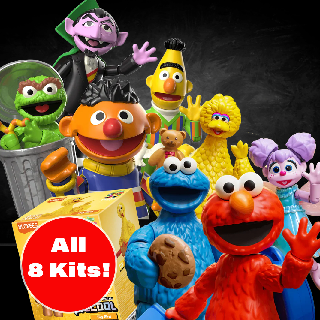 Blokees Sesame Street preCOOL Series 1 & 2 BUNDLE of 8 Models showcasing detailed collectible figures by Blokees