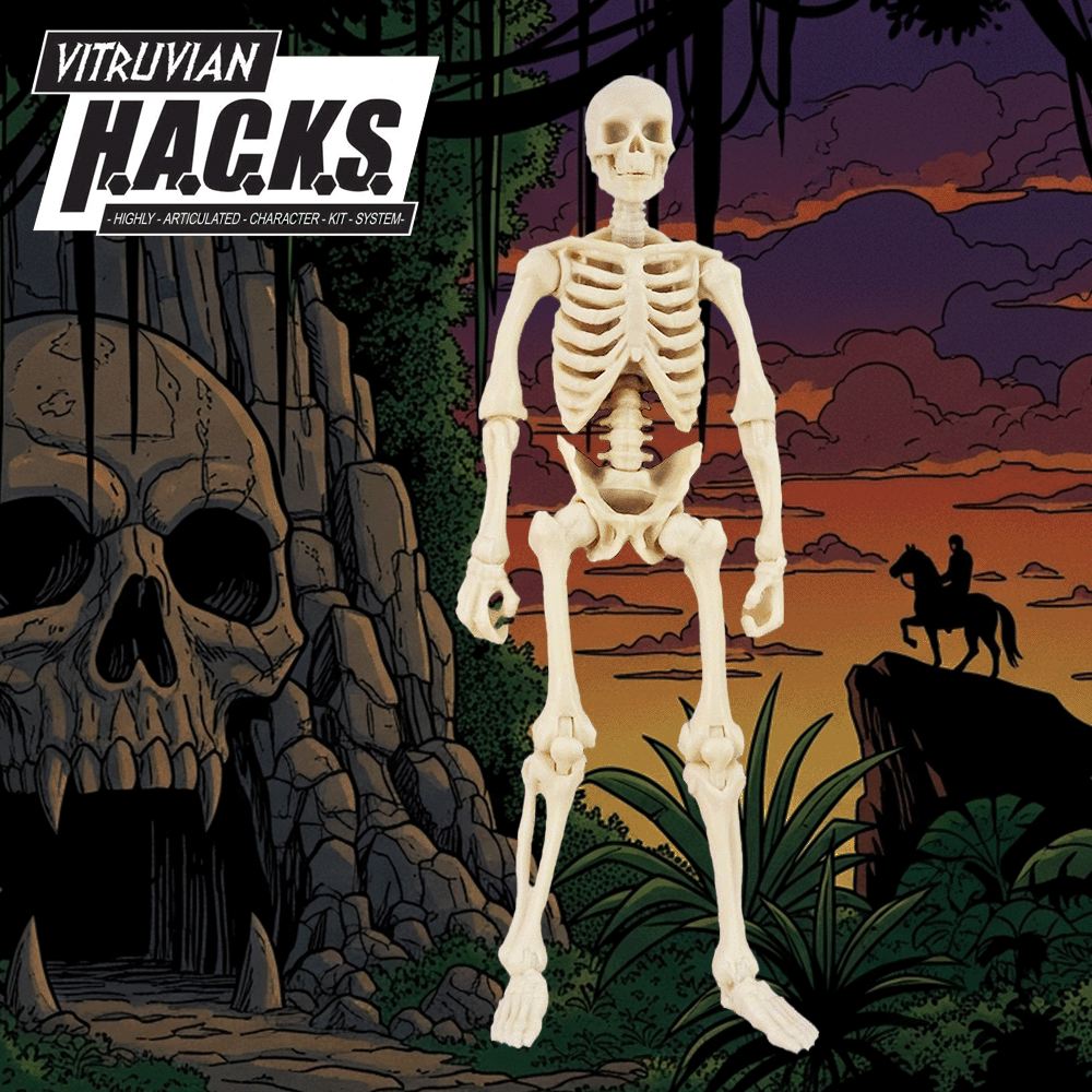 Boss Fight Studio Llc 1:18 scale Bone White skeleton blank action figure from Vitruvian H.A.C.K.S. Customizer Series