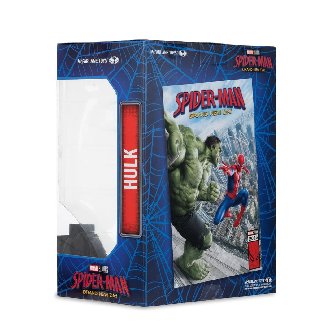Packaging box for Hulk - Brand New Day 1:6 Scale Posed Figure Statue McFarlane Toys by Hasbro with Spider-Man artwork.