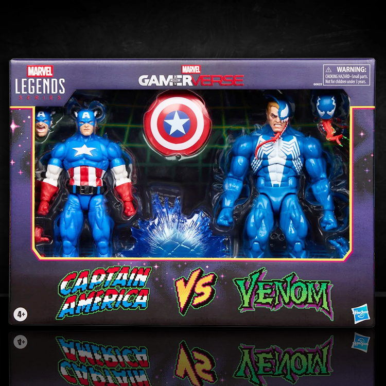 Marvel Legends Gamerverse Captain America vs Venom 6-inch figures with accessories by Hasbro in collector packaging