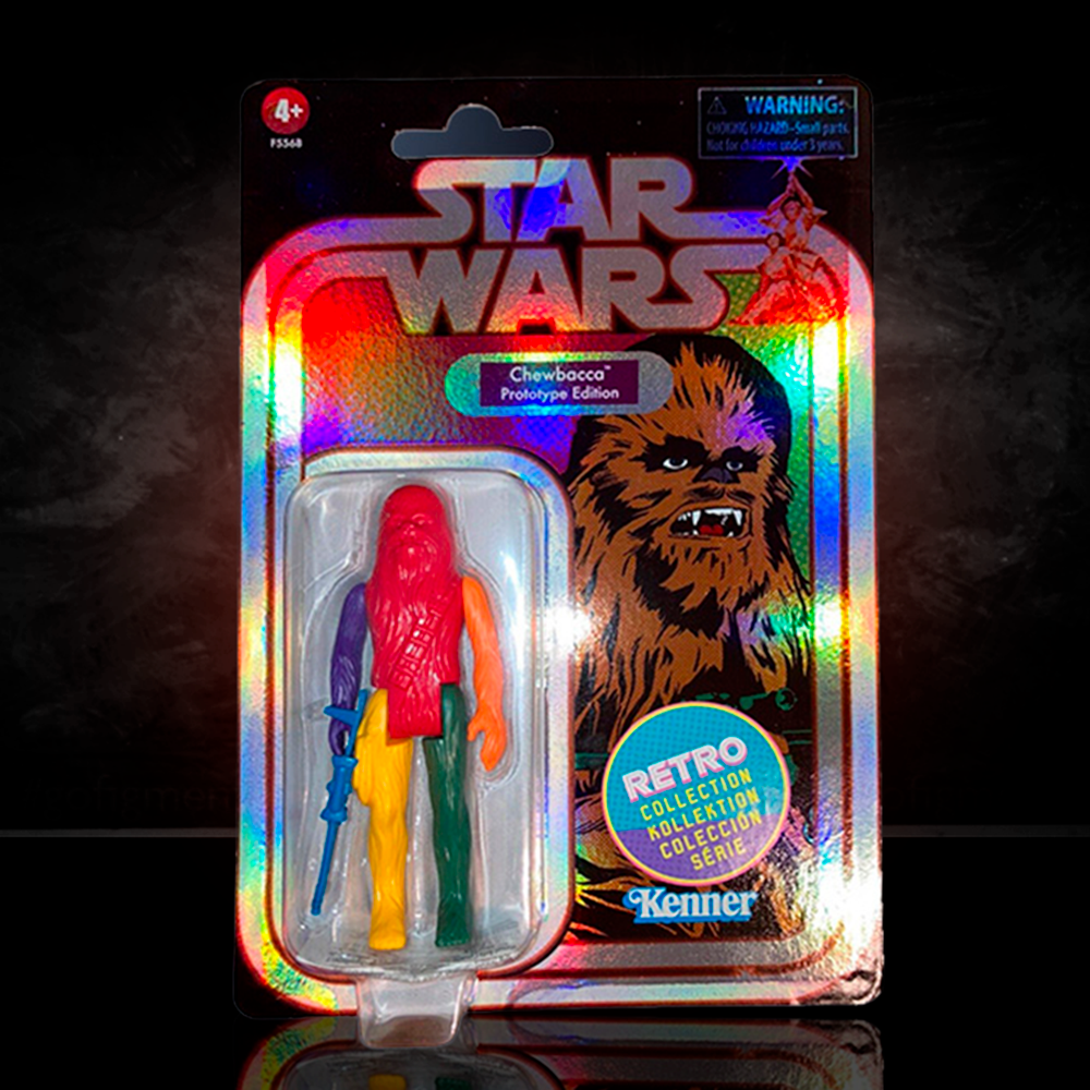 Star Wars Retro Collection Prototype Edition Chewbacca multicolor action figure by Go Figment in original Kenner style packaging