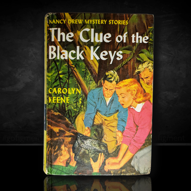 28 The Clue of the Black Keys Nancy Drew Book -1951 (blue endpages)