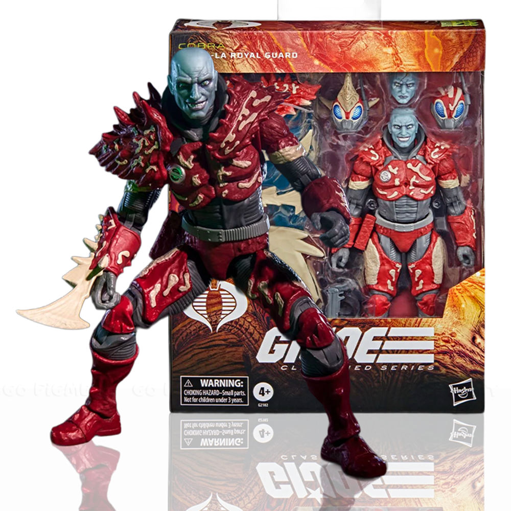 Cobra-La Royal Guard "191" G.I. Joe Classified Series 6 inch Action Figure by Hasbro in red armor with accessories in packaging.