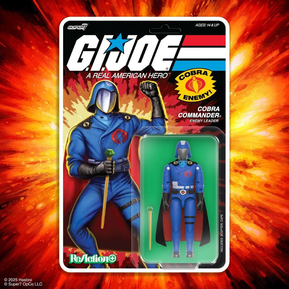Cobra Commander Black Cape GI Joe Action Figure ReAction+ 1/18 O-Ring Design Unpunched
