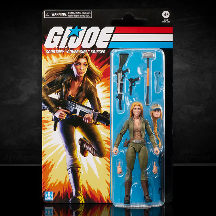G.I. Joe Classified Series 6-inch Cover Girl action figure with alternate heads, weapons, and tools in retro packaging.