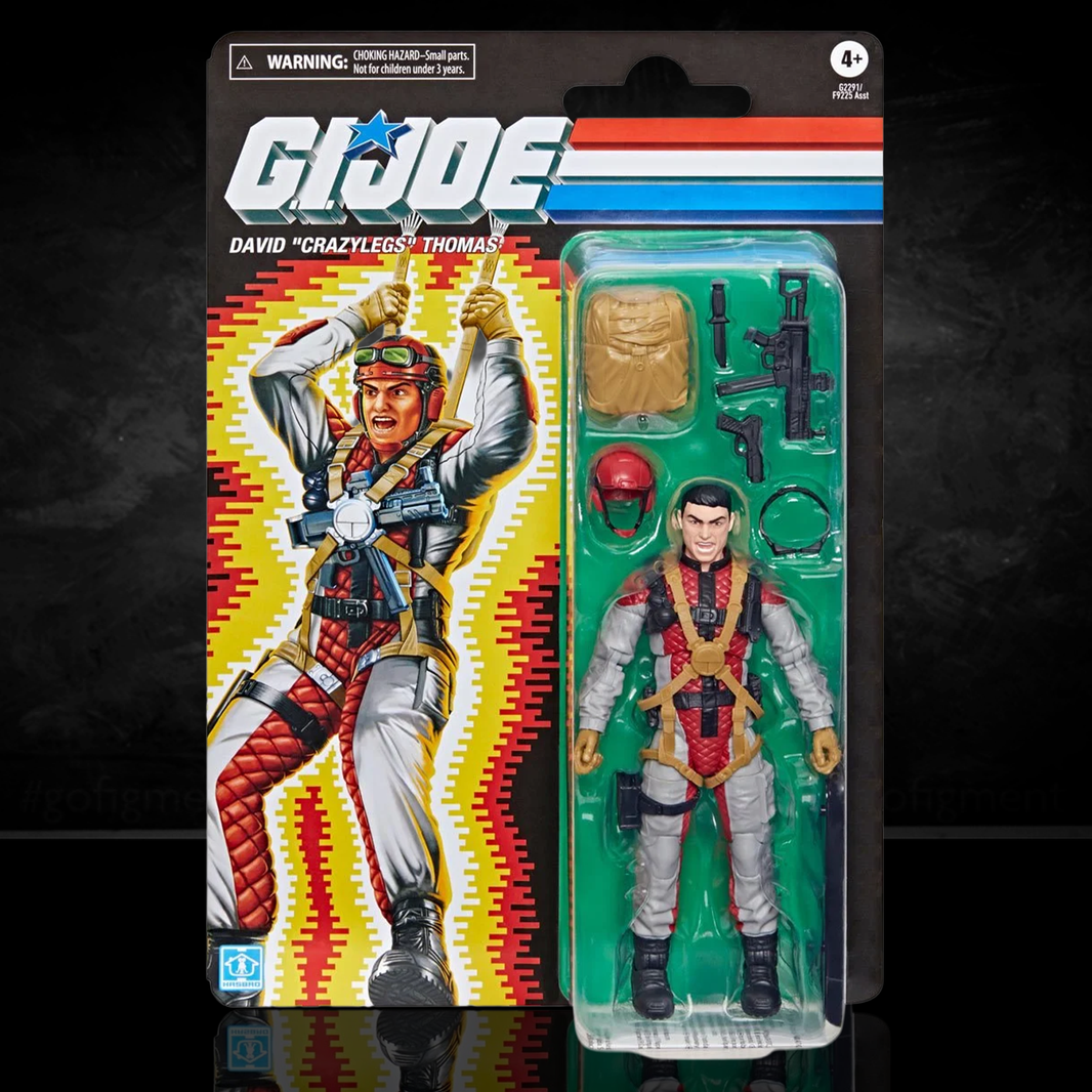 Image of a Collectible David “Crazylegs” Thomas "Retro Cardback" G.I. Joe Classified Series 6 inch Action Figure