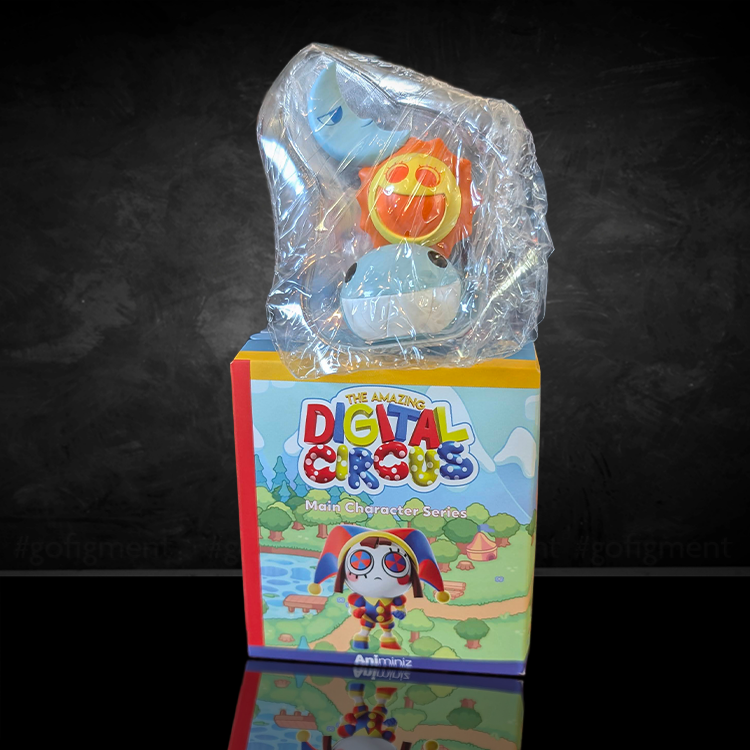 Bubble figure from The Amazing Digital Circus Main Character Series by Glitch, sealed in plastic on colorful box