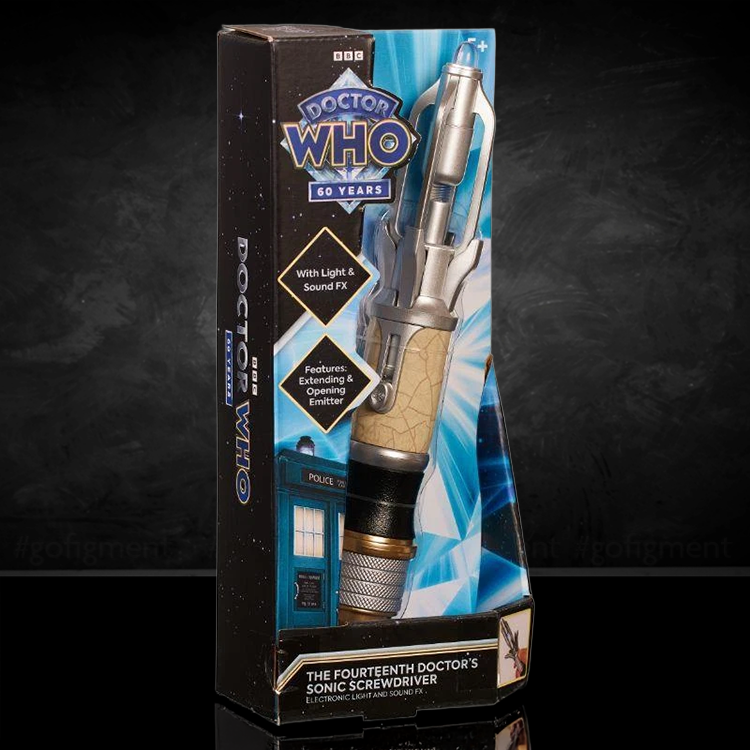 Doctor Who 14th Doctor's Sonic Screwdriver cosplay prop by Character Online BBC with light and sound effects in display box