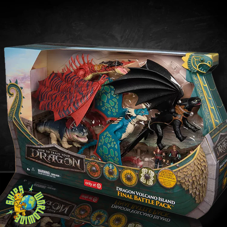 How to Train Your Dragon Final Battle Pack by Spin Master with dragons and Viking figures unboxed for shipping