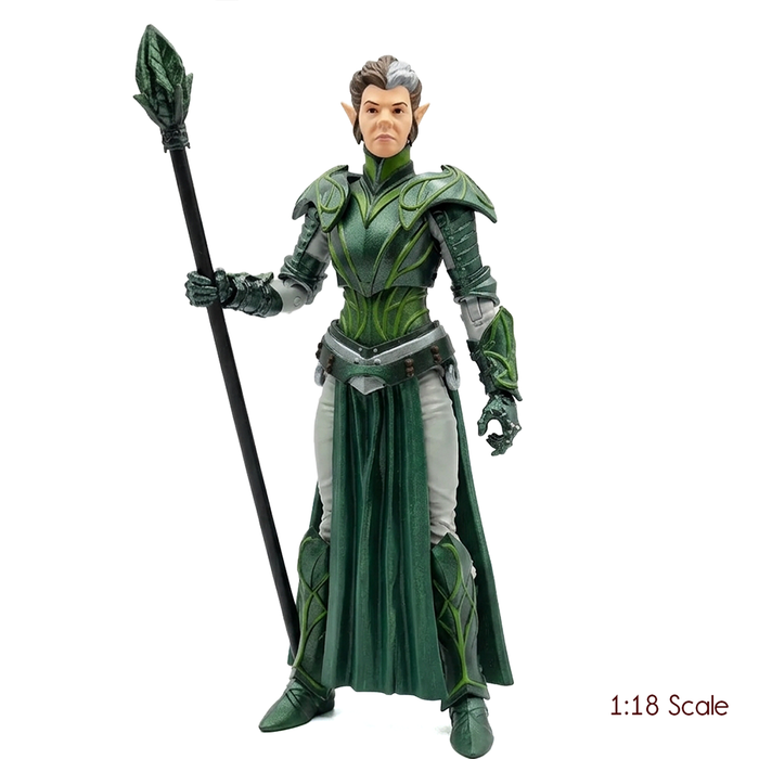 Solan: Elven Queen -Vitruvian H.A.C.K.S. 1:18 Scale Action Figure by Boss Fight Studio Llc in green armor holding a staff