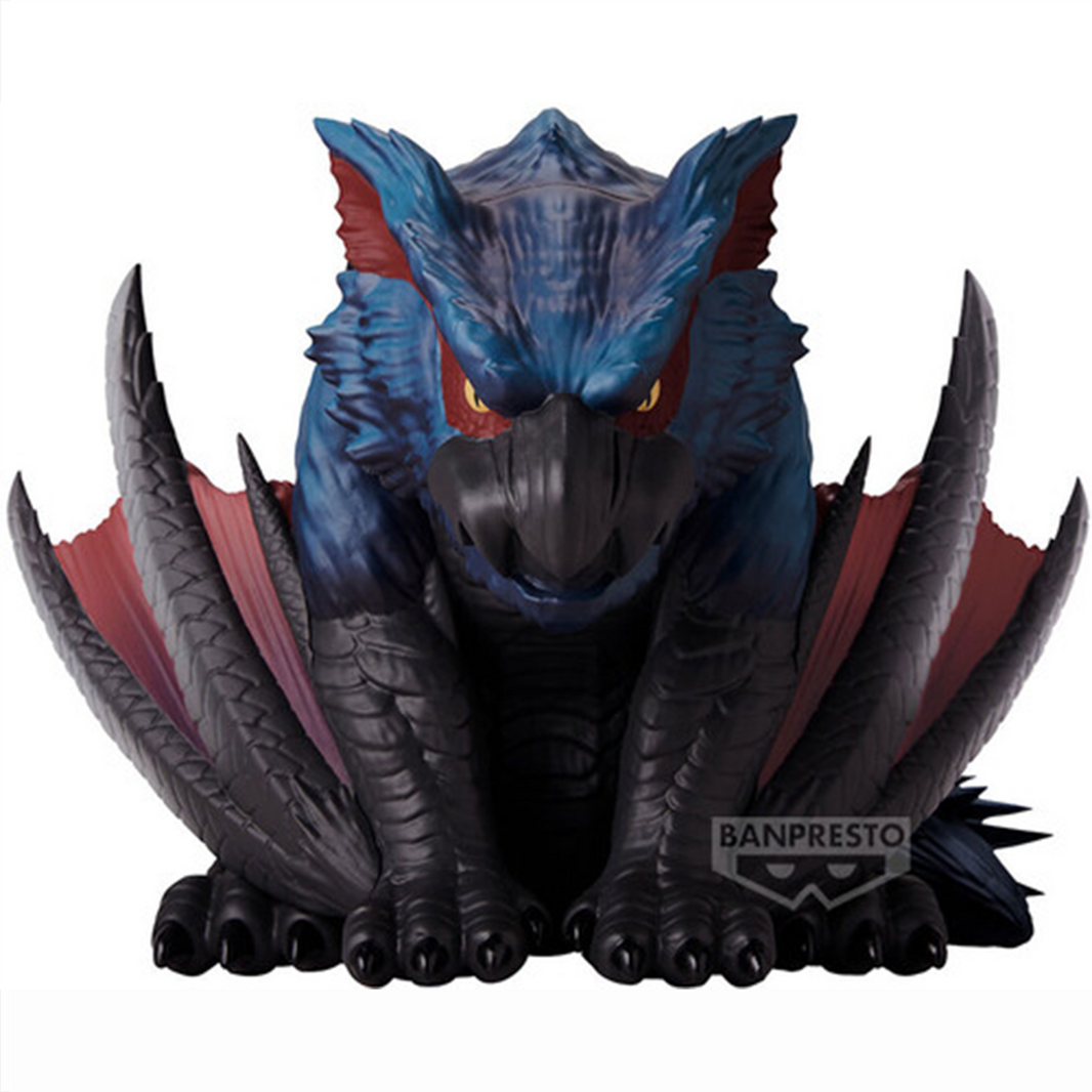 Nargacuga Monster Hunter Enshrined Monsters Banpresto Vinyl Statue Figure in detailed blue and black design facing forward.