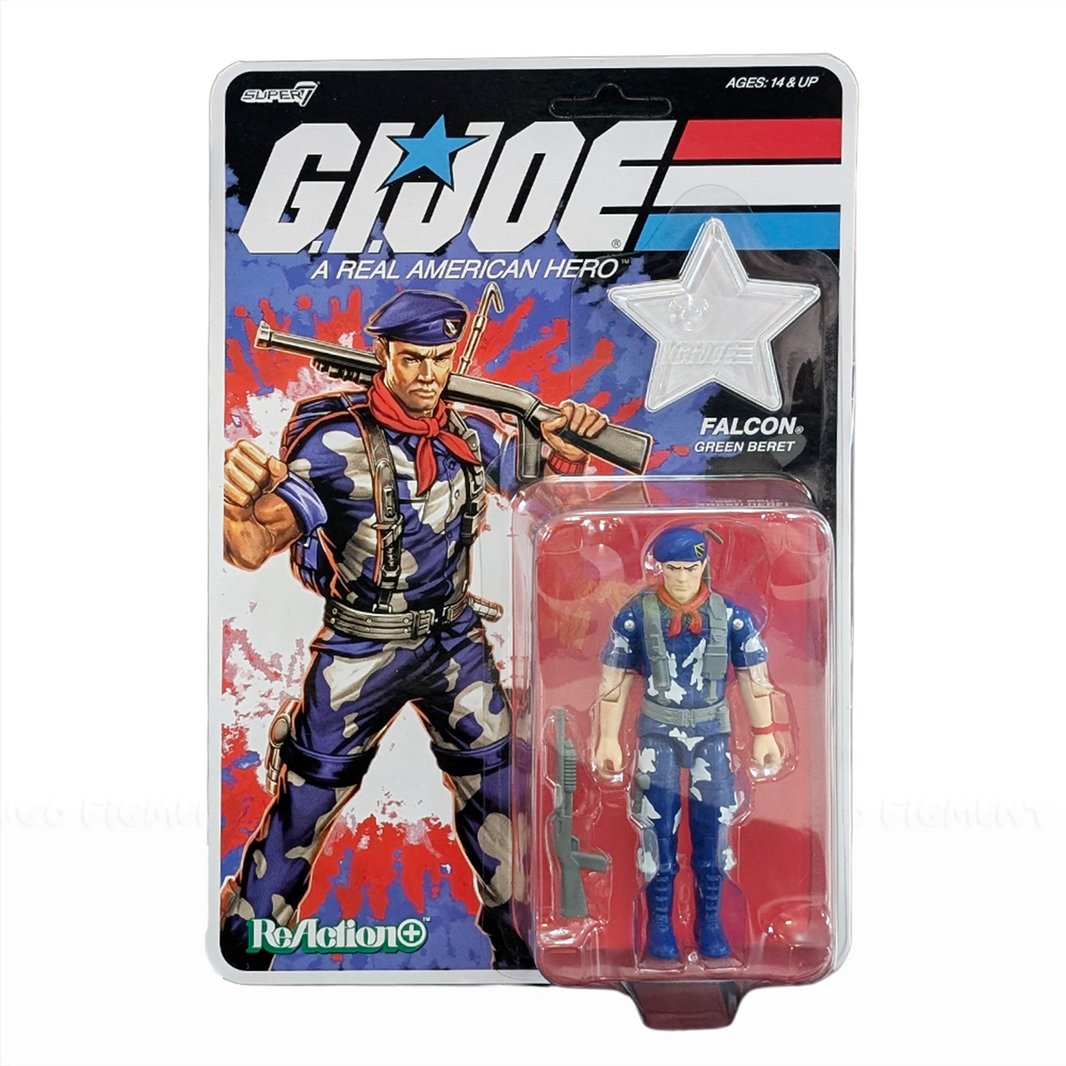 G.I. Joe Lt. Falcon (America's 250th Anniversary) 3 3/4-Inch ReAction+ Figure by Super7 in collectible packaging
