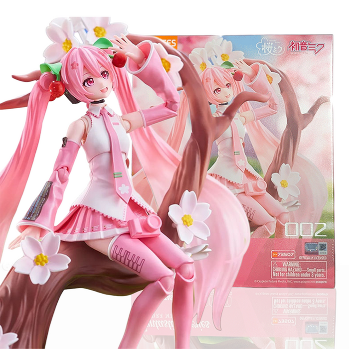 Vocaloid Sakura Miku Blokees Fantastics Series Model Kit Cherry Blossom Hatsune Miku posed on a cherry blossom branch by Blokees.