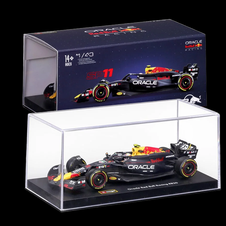 Bburago 1:43 scale die-cast model of Oracle Red Bull RB20 Sergio Perez #11 with clear display case and box.