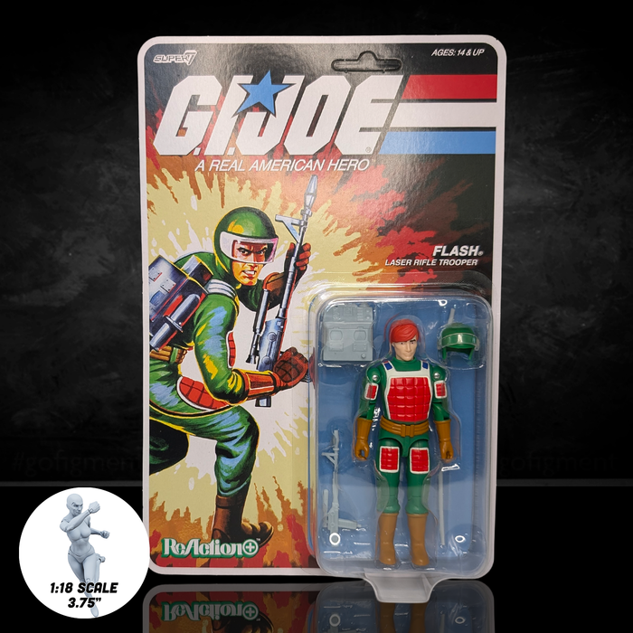 Flash G.I. Joe ReAction+ Wave 7 Laser Rifle Trooper Action Figure new in box by Super7 collectible toy packaging front view
