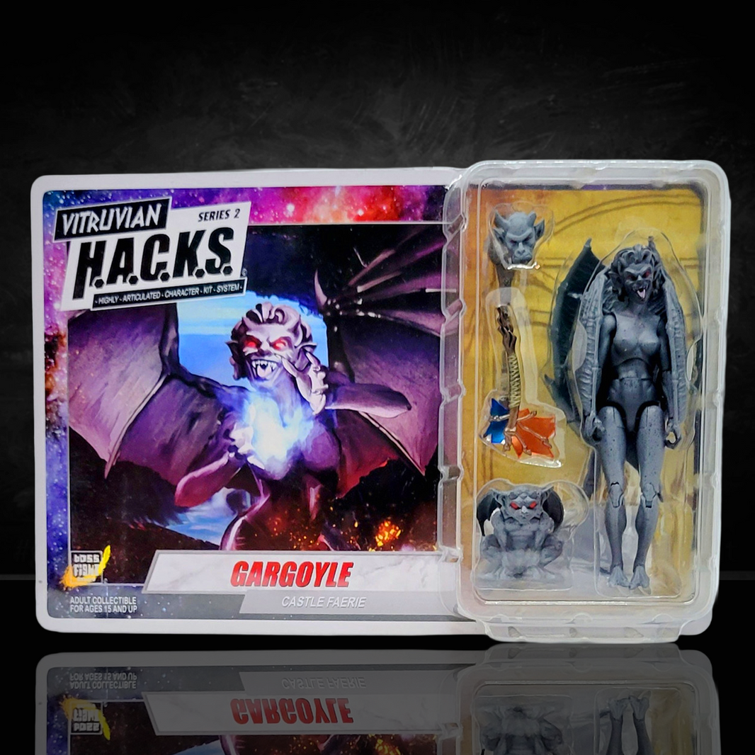 Action Figures and Collectibles by Boss Fight Studio - Vitruvian H.A.C.K.S. Action Figure: Gargoyle - Castle Faerie with accessories.