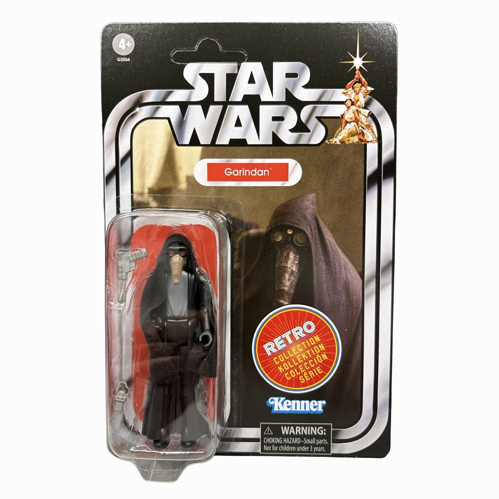Garindan Star Wars Retro Collection Action Figure by Hasbro with Blaster & Cloak 3.75 in in package