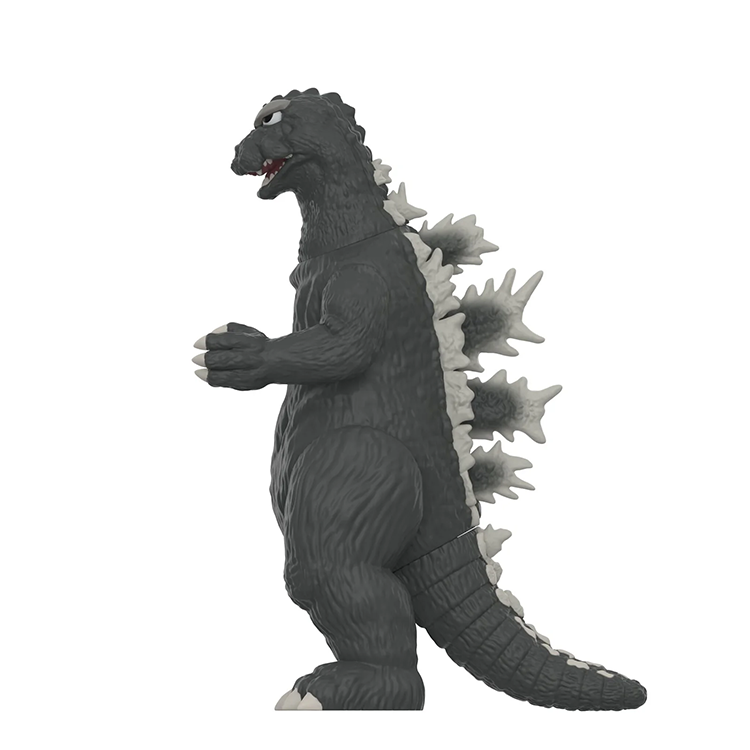 Super7 Godzilla 1964 ReAction figure with detailed scales and iconic spines standing in battle pose