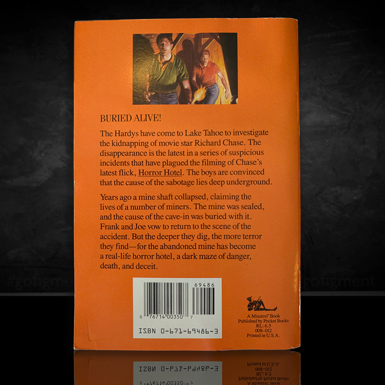 Back cover of 1983 vintage Hardy Boys book 78 Cave-In by Simon & Schuster paperback edition