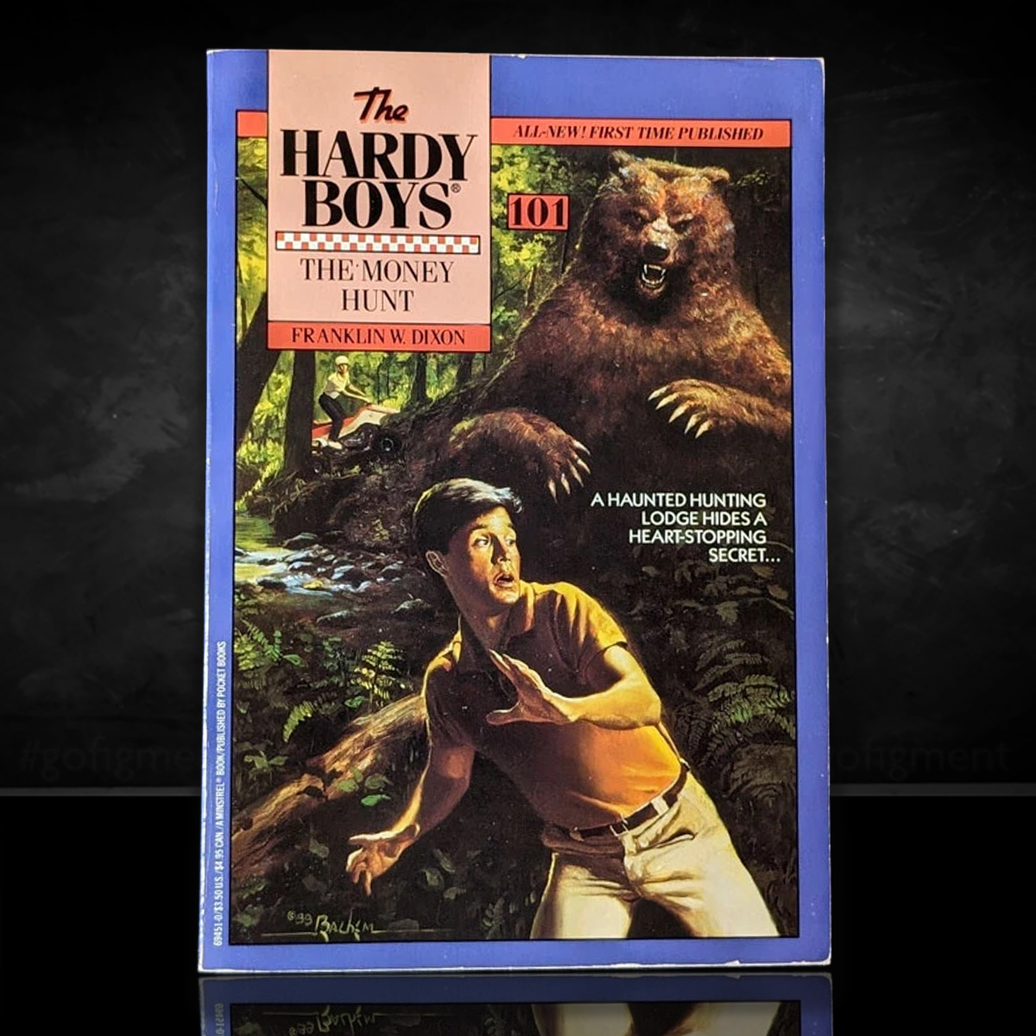 Image of a Hardy Boys Paperback book featuring 101 The Money Hunt - The Hardy Boys Paperback Book - Vintage 1990