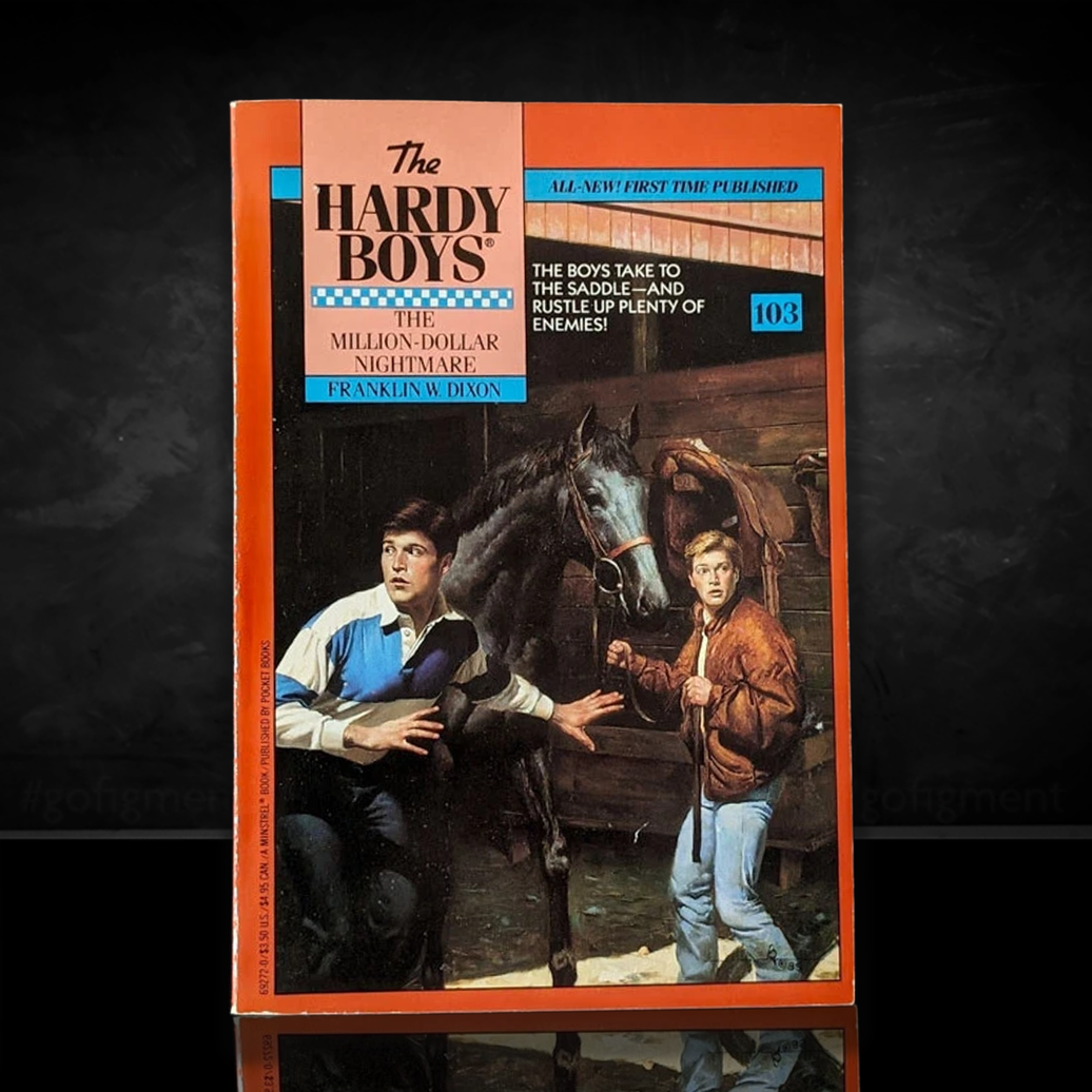 Image of a Hardy Boys Paperback book featuring 103 The Million-Dollar Nightmare - The Hardy Boys Paperback Book - Vintage 1990