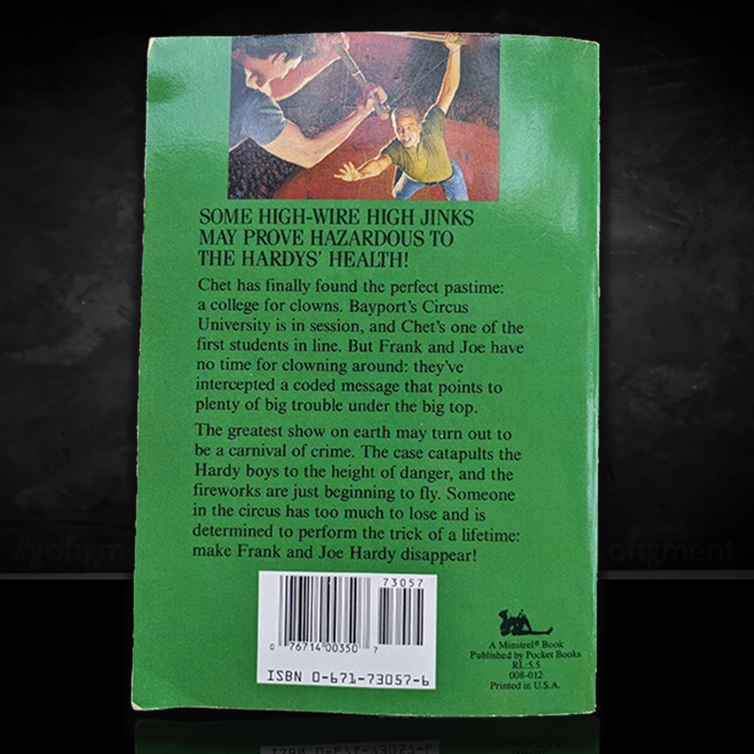 Image of a Hardy Boys Paperback book featuring 111 Three-Ring Terror - The Hardy Boys Paperback Book - Vintage 1991