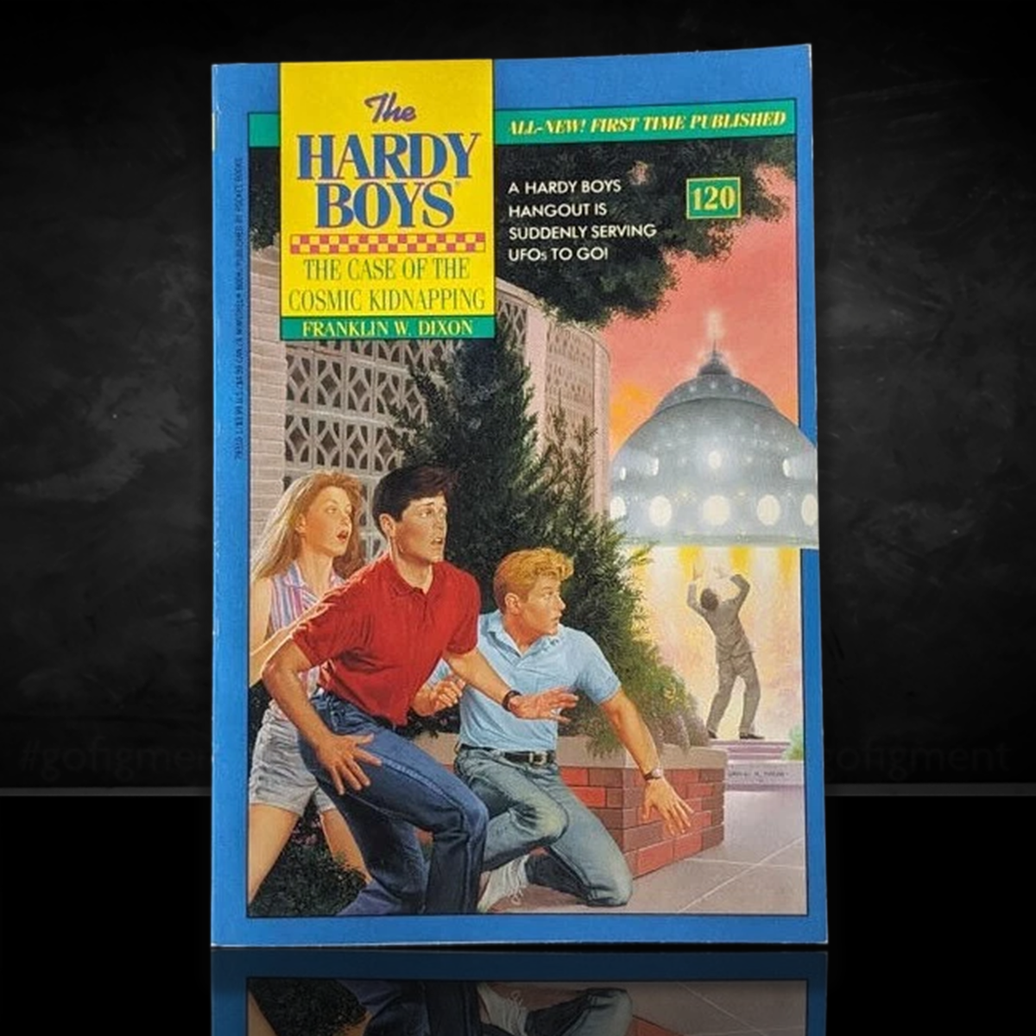 Image of a Hardy Boys Paperback book featuring 120 The Case of the Cosmic Kidnapping - The Hardy Boys Paperback Book - Vintage 1993