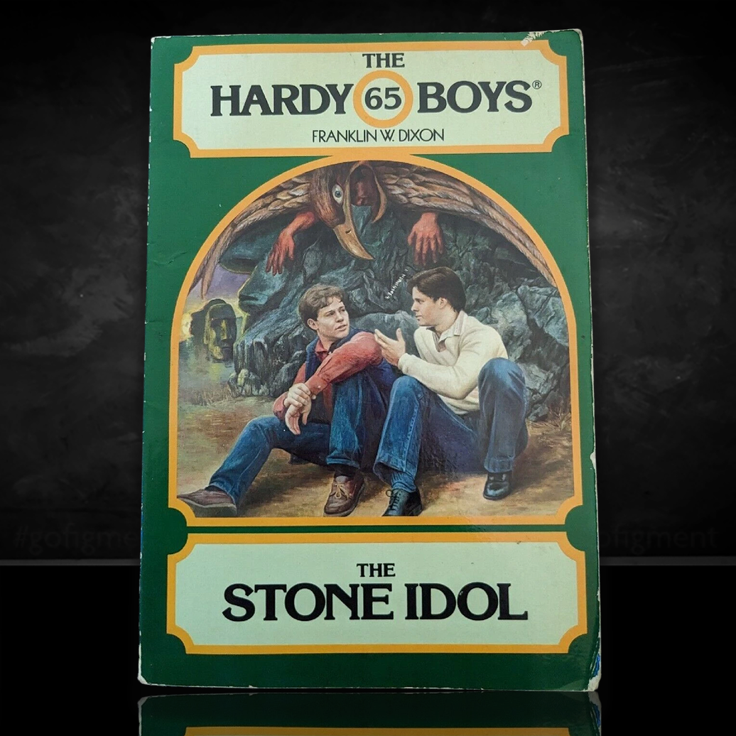 Image of a Hardy Boys Paperback book featuring 65 The Stone Idol - The Hardy Boys Paperback Book - Vintage 1981