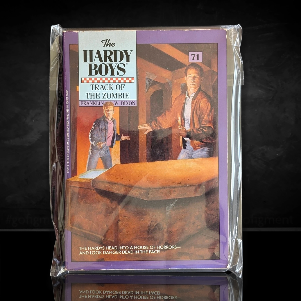 Image of a Hardy Boys Paperback book featuring 71 Track of the Zombie - The Hardy Boys Paperback Book - Vintage 1982