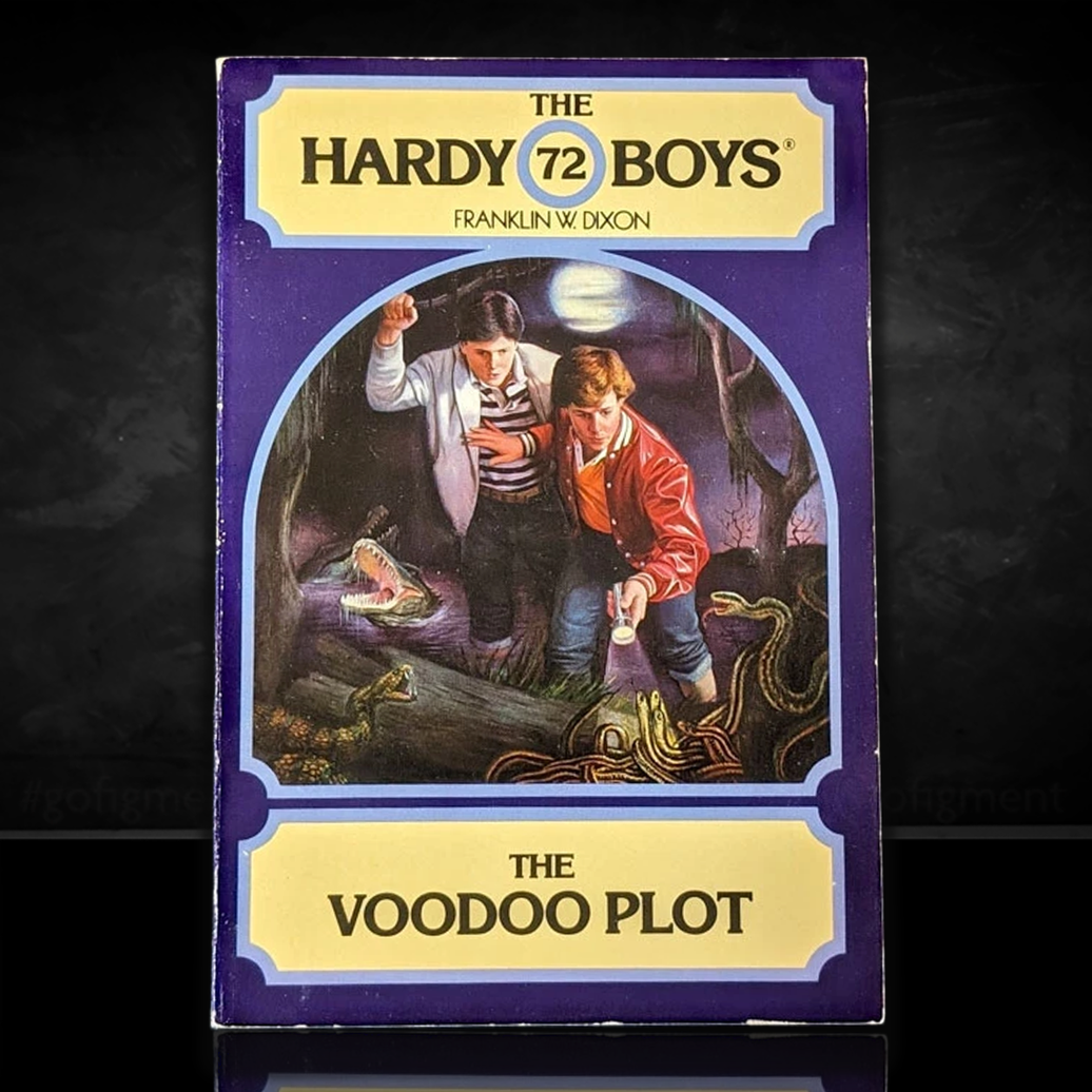 Image of a Hardy Boys Paperback book featuring 72 The Voodoo Plot - The Hardy Boys Paperback Book - Vintage 1982