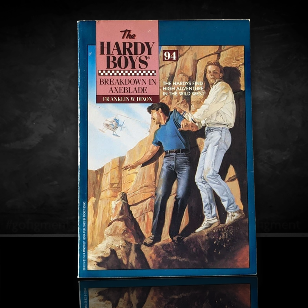 Image of a Hardy Boys Paperback book featuring 94 Breakdown in Axeblade - The Hardy Boys Paperback Book - Vintage 1989