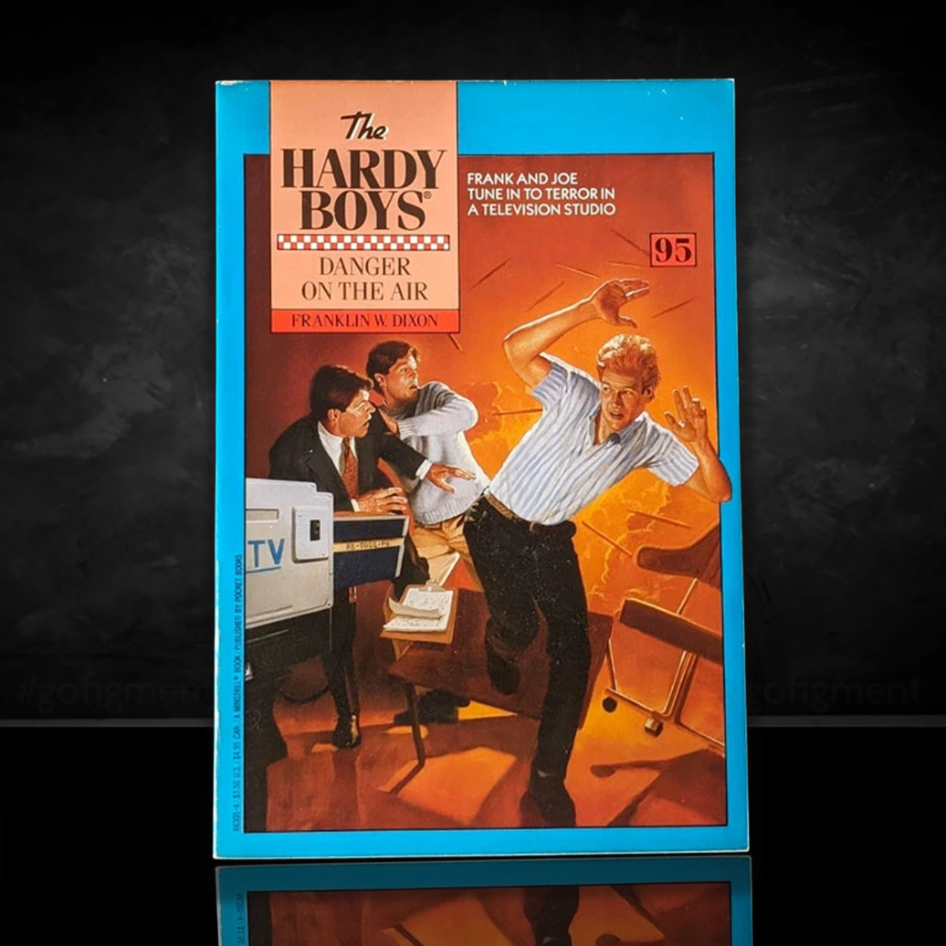 Image of a Hardy Boys Paperback book featuring 95 Danger On The Air - The Hardy Boys Paperback Book - Vintage 1989