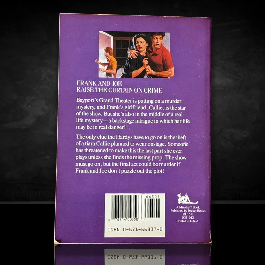 Back cover of vintage 1989 Hardy Boys paperback book 97 Cast of Criminals by Simon & Schuster