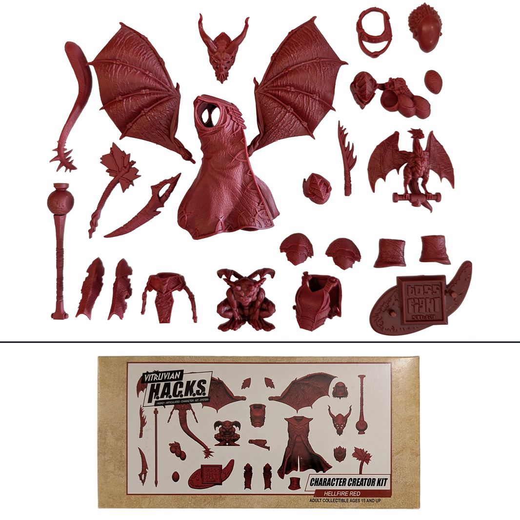 1:18 Scale Hellfire Red Demon Customizer Kit (Armor, Wings & Weapons Pack for 3.75" - 4" Figures) by Boss Fight Studio